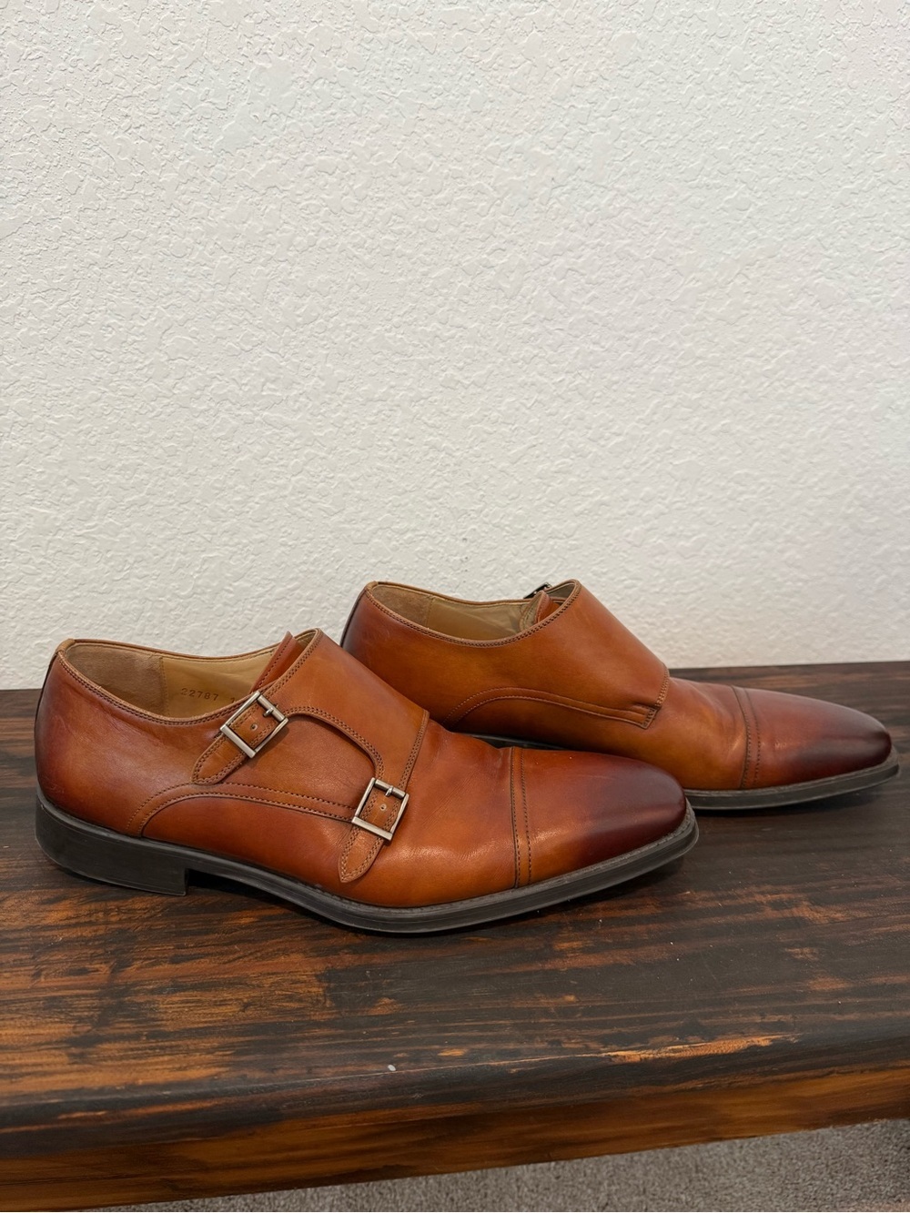 Magnanni Brown Double Monk Strap Leather Shoes